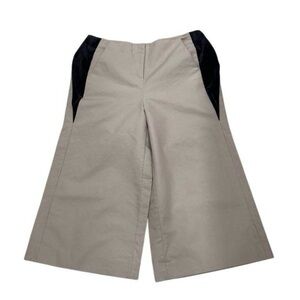 Twinset Milano Cropped
Capri Pants Womens Sz 10
Khaki Black Velvet Trim Wide Leg